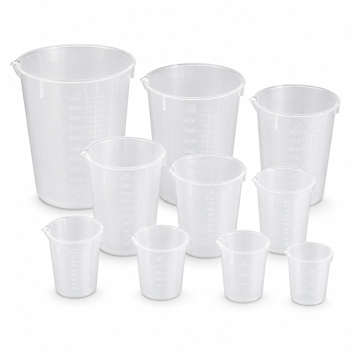 LİYA Plastik Beher 25 ml ile 5000 ml Kapasite Seçenekleri